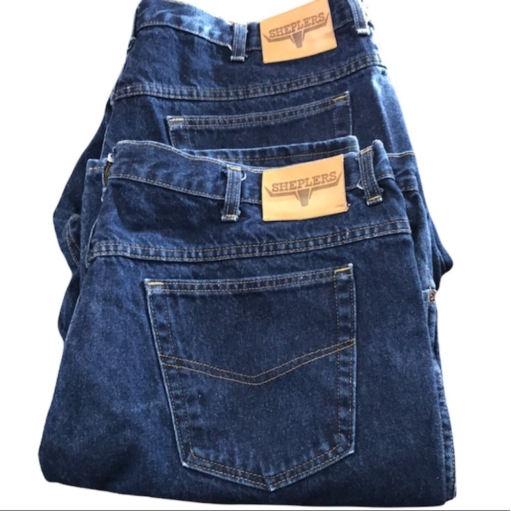 Sheplers Jeans Vintage Men’s Western Boot Cut  Made USA 100% Cotton Dark Wash